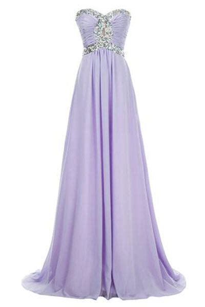 Long Chiffon Crystal Beaded Prom Dress Evening Gown Promdressmeuk