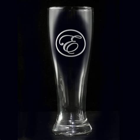 Monogram Pilsner Beer Glass A Custom Monogram Intial Beautifully Engraved By Our Sand Carvers