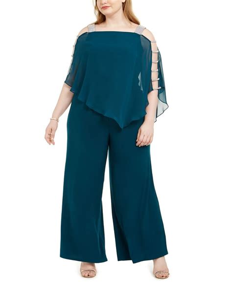 msk plus size embellished cape overlay jumpsuit and reviews dresses plus sizes macy s