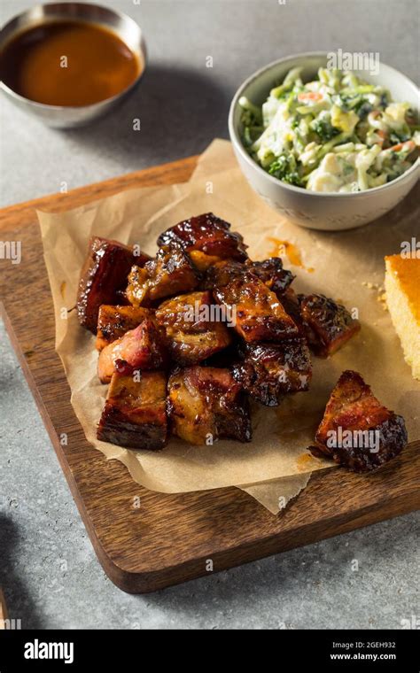 Homemade Smoked Burnt Ends Bbq With Sauce Stock Photo Alamy