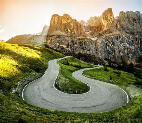 Mountain Road Highway Of Dolomite Mountain Italy Stock Photo Image