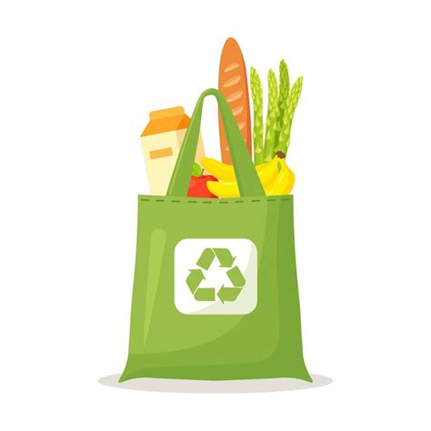 Premium Vector Reusable Cloth Eco Bags Full Of Grocery Products