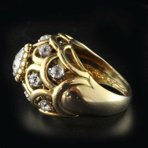 René Boivin Paris Circa 1935s Yellow Gold And Diamond Bombé Style Ring Alainrtruong