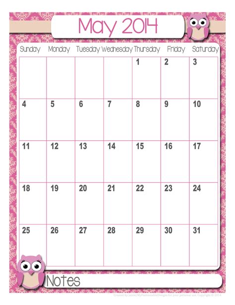 My Fashionable Designs Free Printable May Calendar