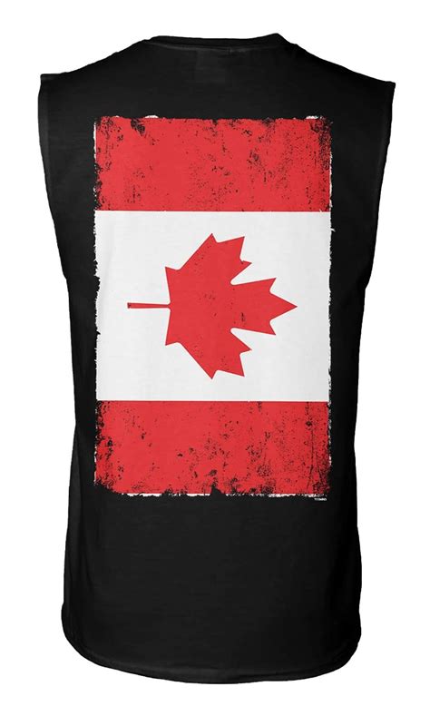 Distressed Canada Flag Canadian Maple Leaf Sleeveless Shirt Back Print X 5060 Jznovelty