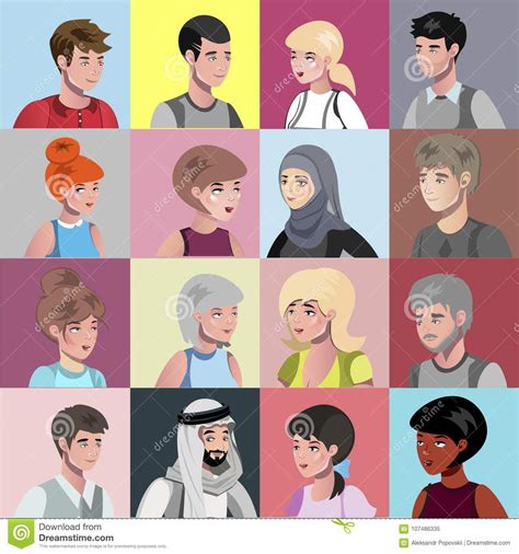 Portraits Of People Of Different Nationalities Stock Vector Illustration Of Company