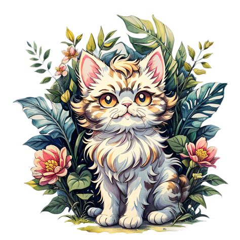 ai generated fluffy persian cat in watercolor picture 36283355 png