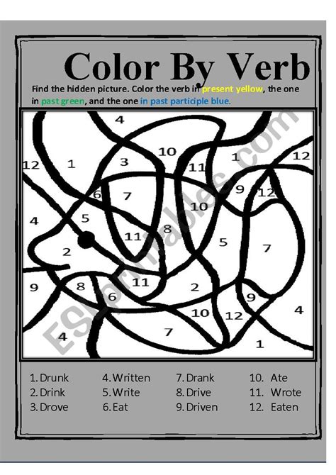 10 Printable Verbs Color Trace Box Write Worksheets Made By Teachers