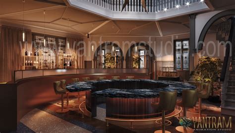 3d Interior Rendering Of Unique Style Bar And Restaurant By Yantram 3d