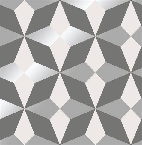 Geometric Wallpaper Grey Charcoal White Silver Metallic