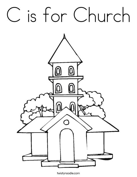 Spring is the perfect time to get creative! C is for Church Coloring Page - Twisty Noodle