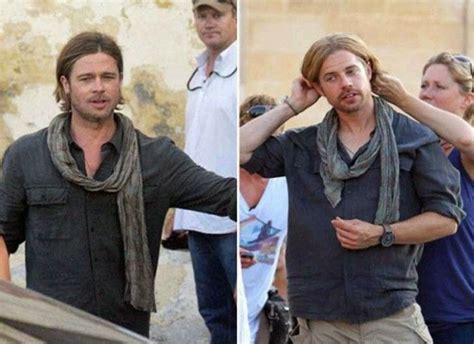 27 Celebrities With Their Stunt Doubles 13 Is Insane Stunt Doubles Celebrities Brad Pitt