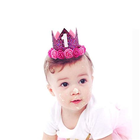 Baby Princess Tiara Crown First Birthday Hat With Artificial Rose