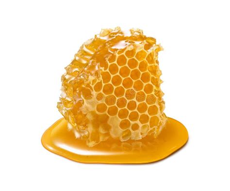 Honeycomb Piece Honey Slice Isolated On White Background Stock Image