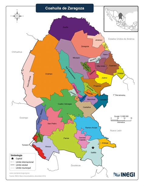 Mapa De Coahuila Con Municipios Estado De Coahuila México Mapastop