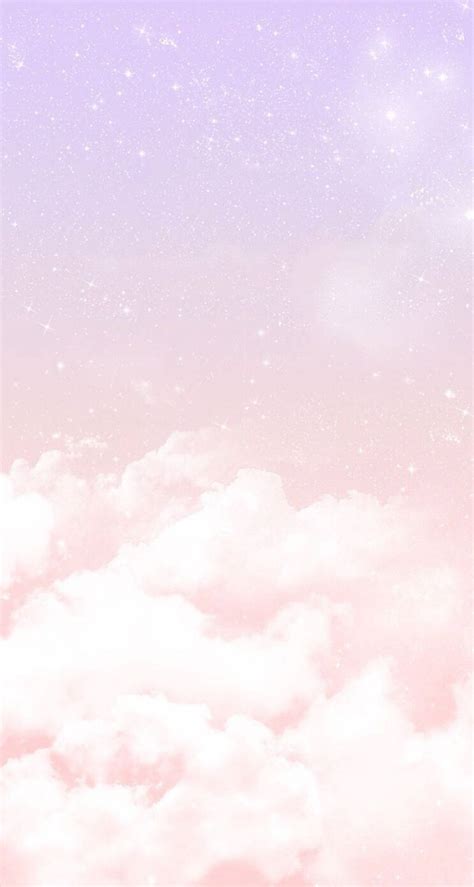 Download Pastel Ipad Pink Clouds With Sparkling Stars Wallpaper