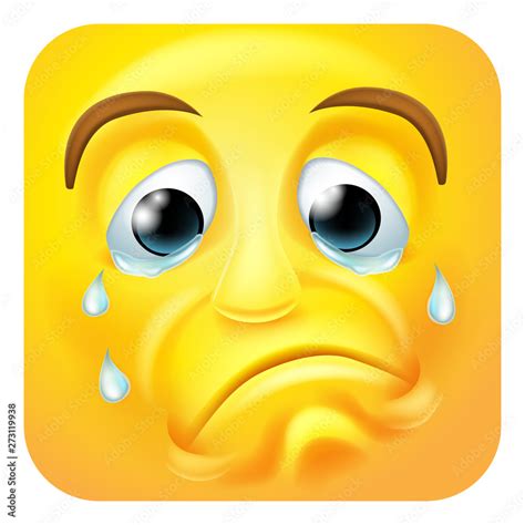 Vecteur Stock A Sad Crying Depressed Emoji Or Emoticon Square Face 3d