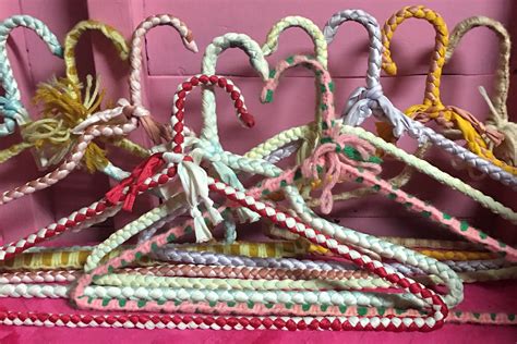 10pc Set Fabric Covered Hangers Various Yarn Colors Of Etsy Fabric