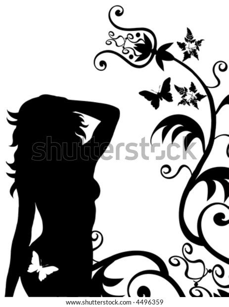 Vector Beautiful Woman Butterflies Flowers Created Stock Vector Royalty Free 4496359