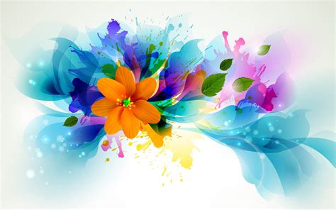 Flowers Artwork Leaves Paint Splatter Wallpapers Hd Desktop And