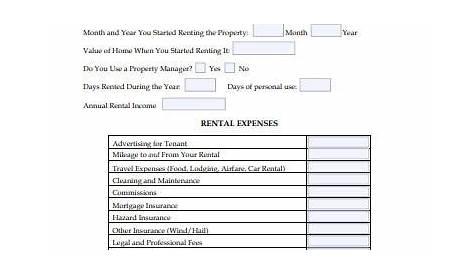 rental property worksheets