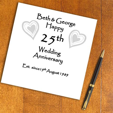 Silver 25th Wedding Anniversary Personalised Card By Chalk And Cheese