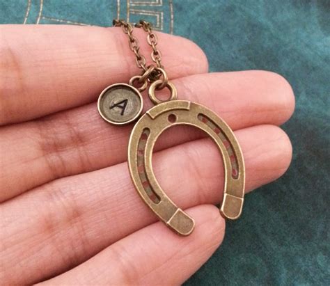 Horseshoe Necklace Bronze Horseshoe Jewelry Horse Shoe Etsy