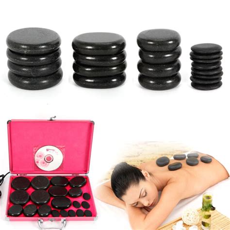 Hot Stones Massage Kit 20pcs Portable Smooth And Natural Basalt Hot Rocks Set Ebay