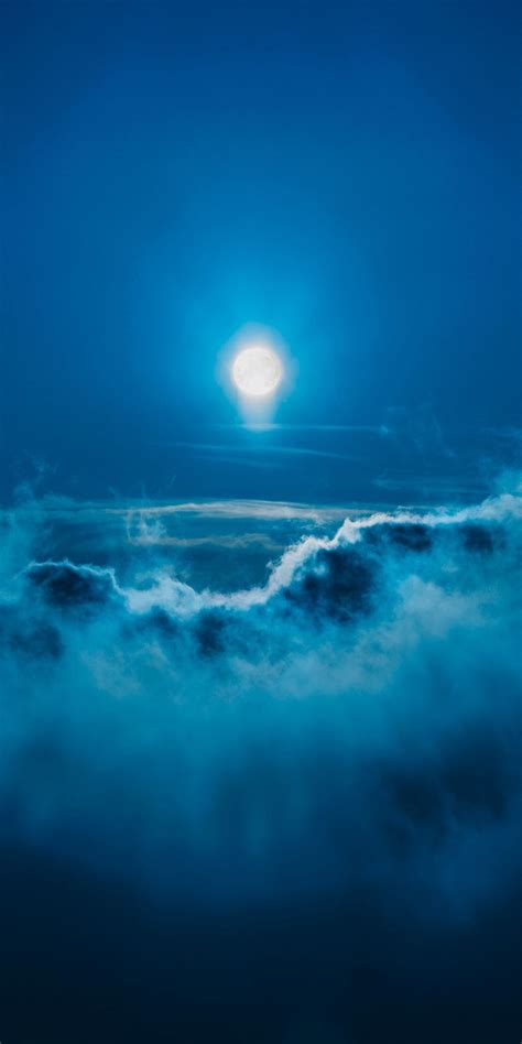 Moon Clouds Sky Night 1080x2160 Wallpaper Night Landscape Nature
