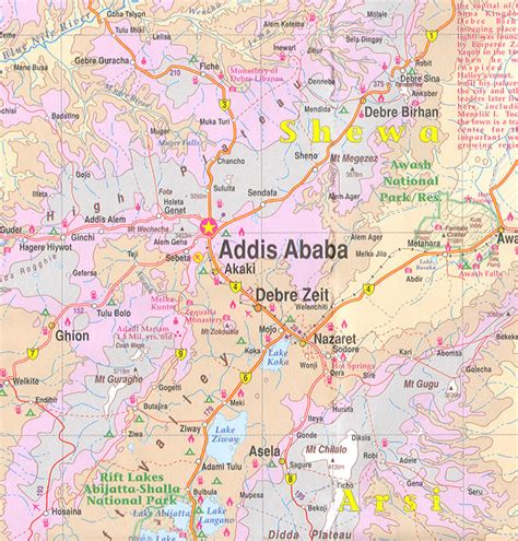 Detailed Roads Map Of Addis Ababa Addis Ababa City Detailed Roads Map