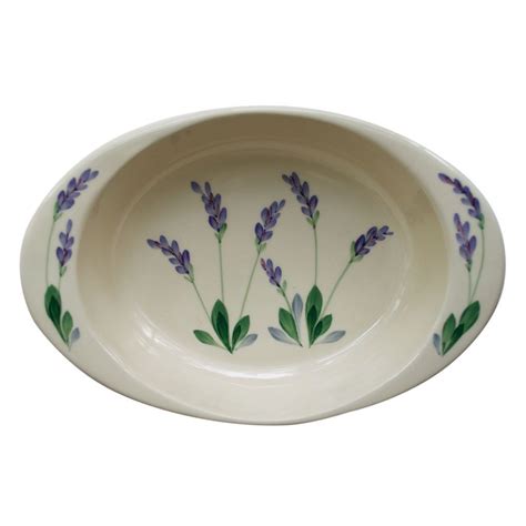 Large Deep 2 Quart Ceramic Casserole Dish With Handpainted Lavender