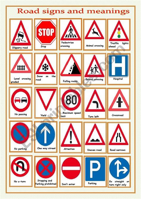 Road Signs And Meanings Worksheet Road Signs Traffic Signs And