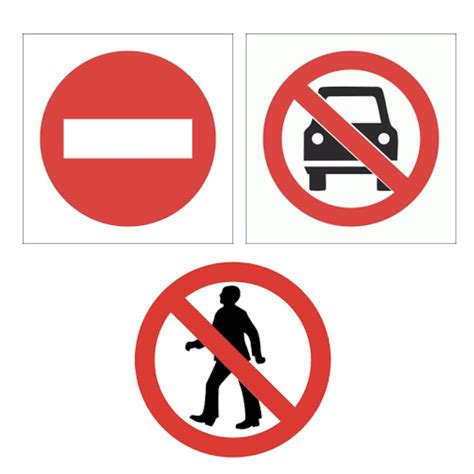 Safety Signs 3pc No Entry No Vehicles No Pedestrians 29cm X