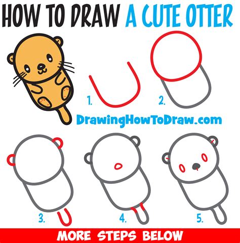 How to draw a cute dinosaur? Learn How to Draw a Cute Kawaii / Chibi Cartoon Otter ...