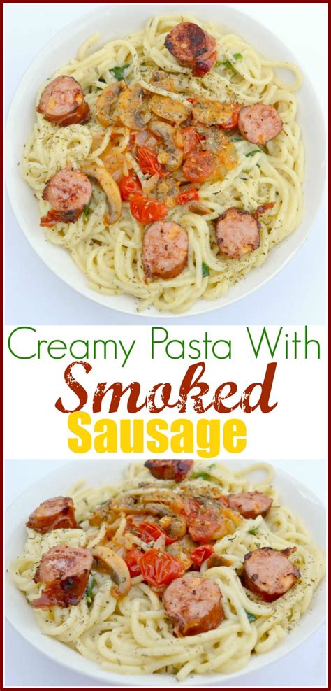 First, cook the pasta in a large pot of salted boiling water, just until al dente. Creamy Pasta With Smoked Sausage - Miss Frugal Mommy