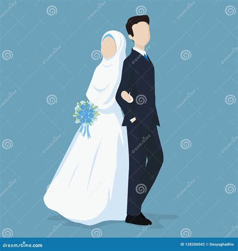 Muslim Bride And Groom Vector Cartoon Illustration Stock Vector