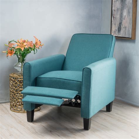 Shop with afterpay on eligible items. Noble House Arden Dark Teal Fabric Recliner Accent Chair ...