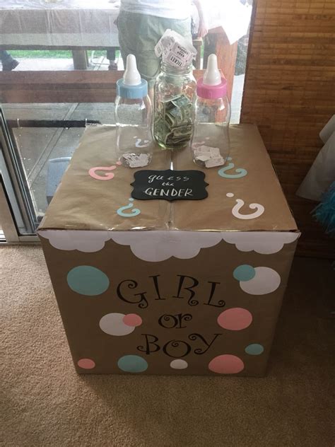 Gender Reveal Party Box Used For Balloon Release And Raffle Game To Guess The Gender Wi