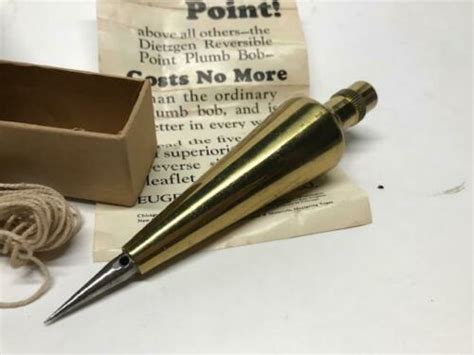 Vintage Brass Dietzgen 10 Oz Plumb Bob Reversible Point Original Box Antique Price Guide