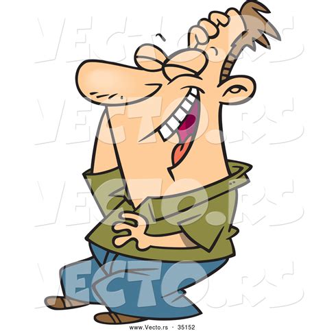 Vector Of A Happpy Cartoon Guy Laughing Hysterically By Toonaday 35152