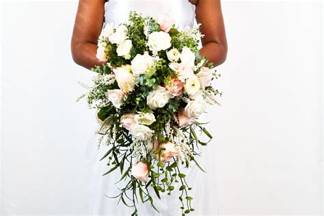Diy Cascading Wedding Bouquet With Beautiful Blush Flowers