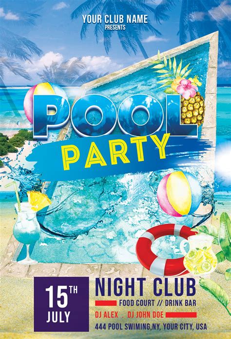 Summer Pool Party Free Psd Flyer Template Studioflyers Pool