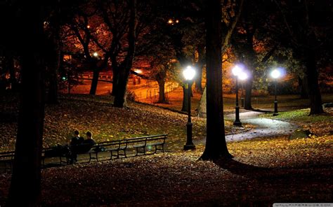 Wallpaper Sunlight Street Light Sunset Night Park Snow Winter