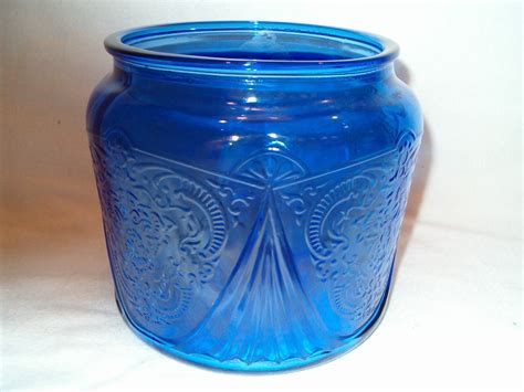 Depression Glass Royal Lace Cobalt Blue Cookie Jar Bottom Antique Price Guide Details Page