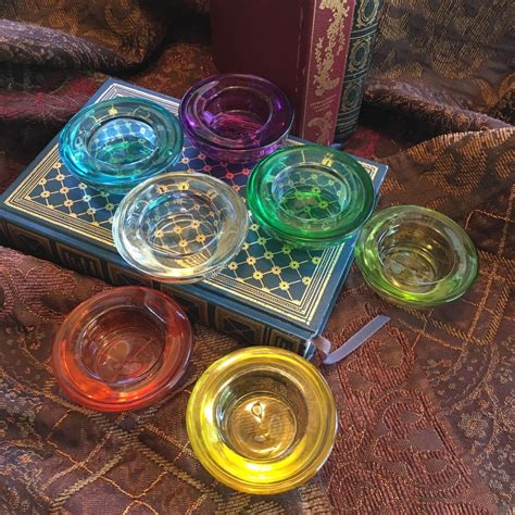 Vintage Tea Light Candle Holders Colored Glass Tealight Votive
