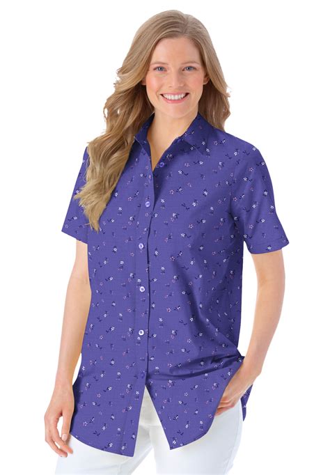 Woman Within Woman Within Women S Plus Size Perfect Short Sleeve Button Down Shirt Walmart