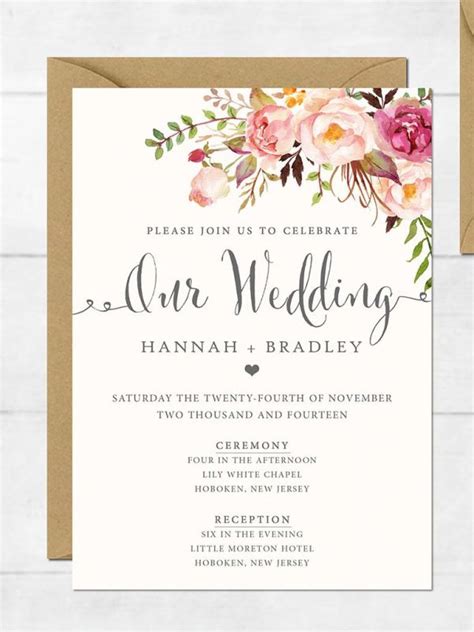 Free Diy Printable Wedding Invitation Templates