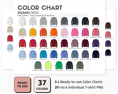 Gildan Adult Crewneck Sweatshirt Color Chart Gildan Heavy
