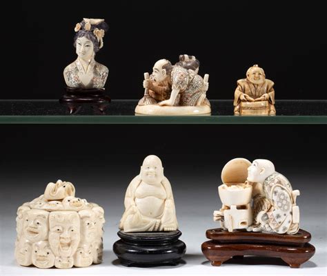 Chinese Japanese Carved Bone Figures Lot Of Six Jeffrey S Evans