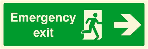 Glow In The Dark Emergency Exit Sign Right Arrow The